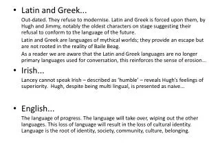 Latin and Greek...