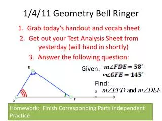 1/4/11 Geometry Bell Ringer