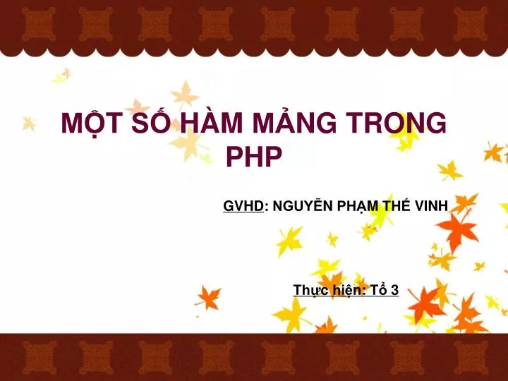 m t s h m ma ng trong php