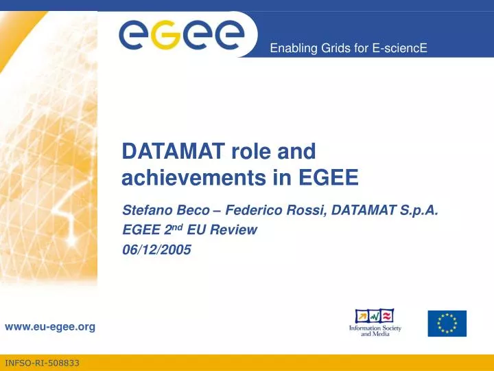 datamat role and achievements in egee