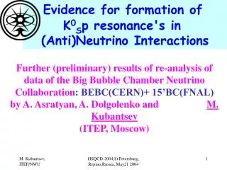 Evidence for formation of K 0 S p resonance's in (Anti)Neutrino Interactions