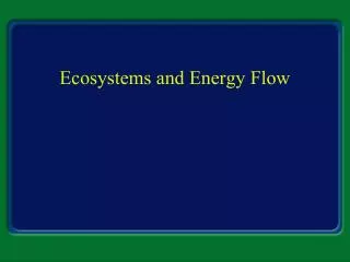 Ecosystems and Energy Flow