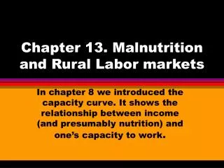 Chapter 13. Malnutrition and Rural Labor markets