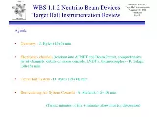 WBS 1.1.2 Neutrino Beam Devices Target Hall Instrumentation Review