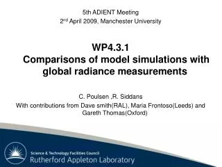 5th ADIENT Meeting 2 nd April 2009, Manchester University