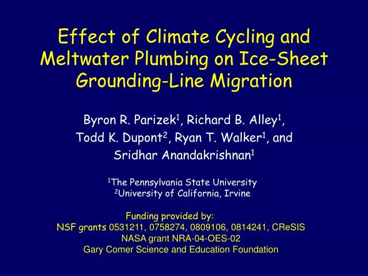 effect of climate cycling and meltwater plumbing on ice sheet grounding line migration