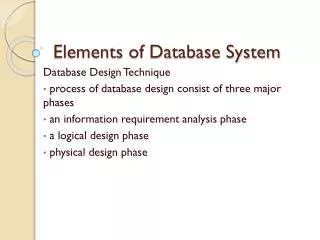 Elements of Database System