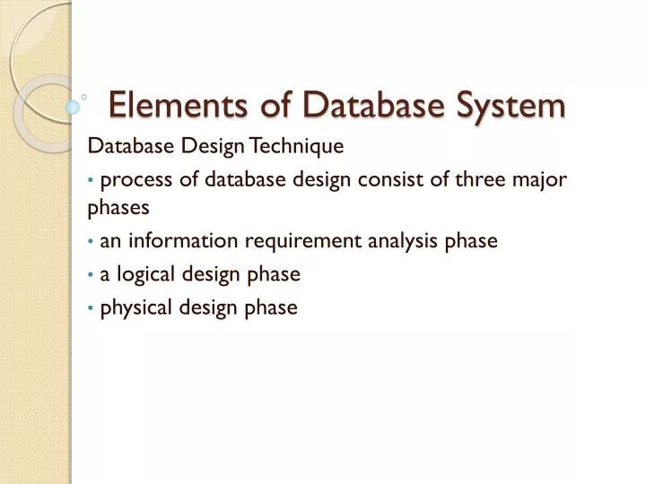 elements of database system