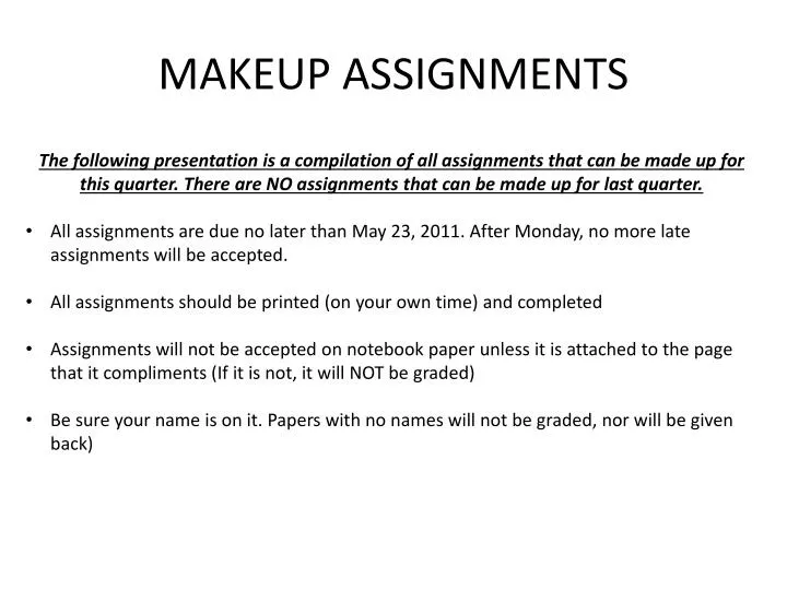 makeup assignments
