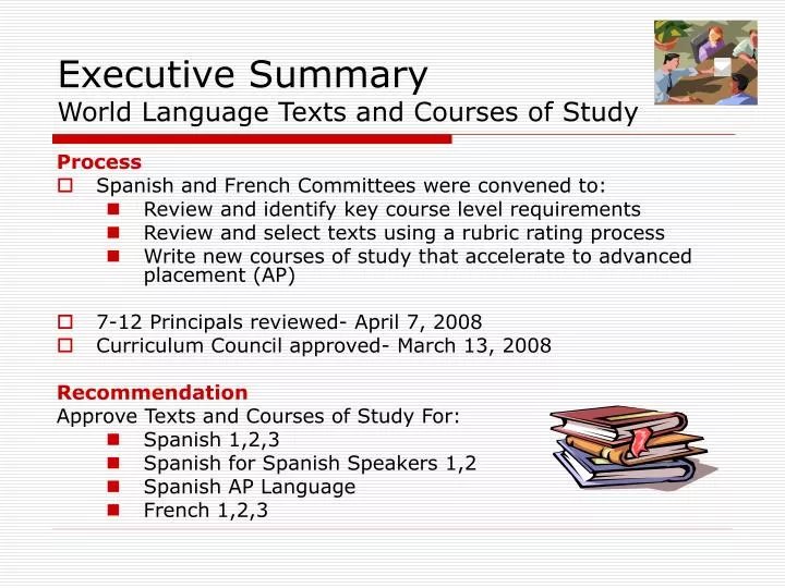 executive summary world language texts and courses of study