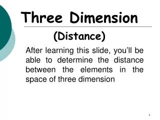 Three Dimension (Distance)
