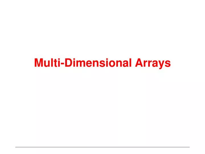 multi dimensional arrays