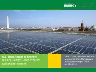 U.S. Department of Energy: Building Energy Codes Program Stakeholder Meeting