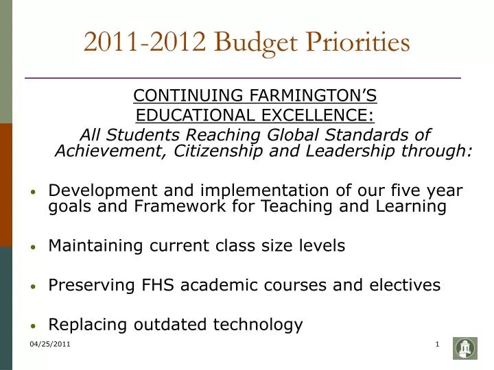 2011 2012 budget priorities