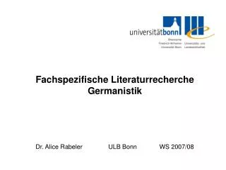 fachspezifische literaturrecherche germanistik