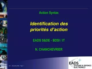 action syntax identification des priorit s d action eads s de bdsi it n chanchevrier