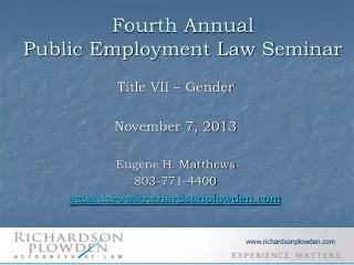 Fourth Annual Public Employment Law Seminar