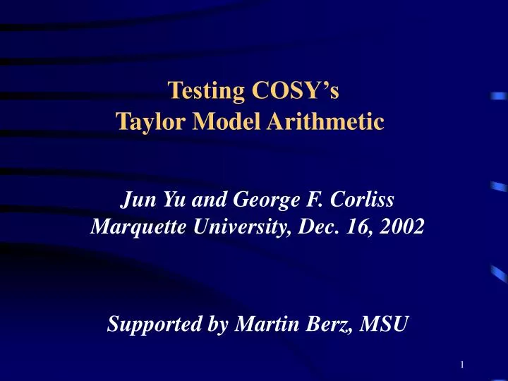 testing cosy s taylor model arithmetic