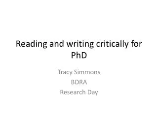 Reading and writing critically for PhD