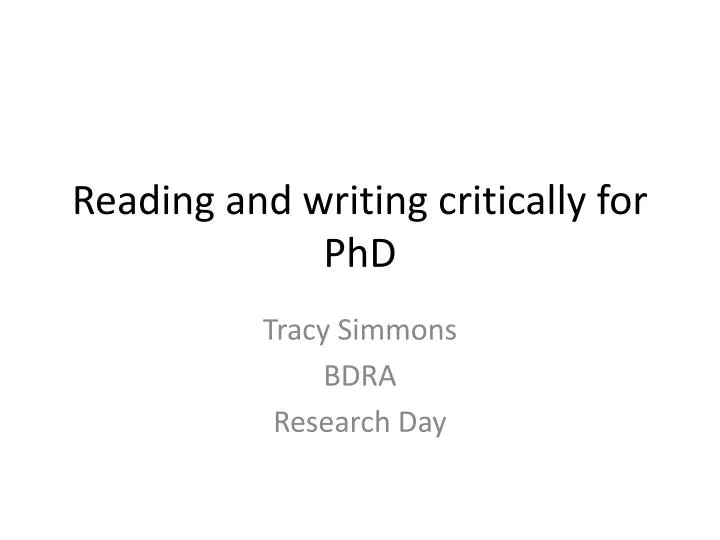 reading and writing critically for phd