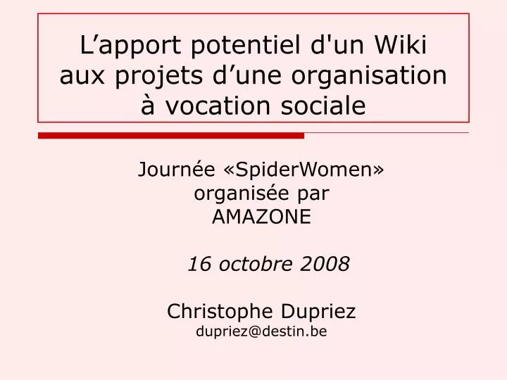 l apport potentiel d un wiki aux projets d une organisation vocation sociale