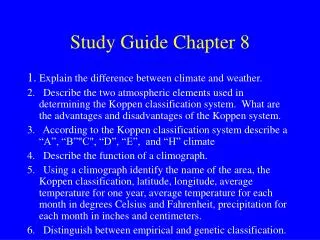 Study Guide Chapter 8