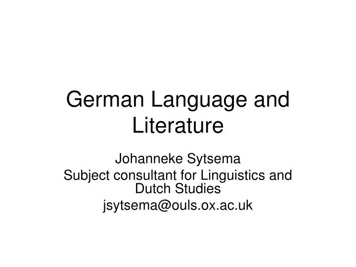 german language and literature