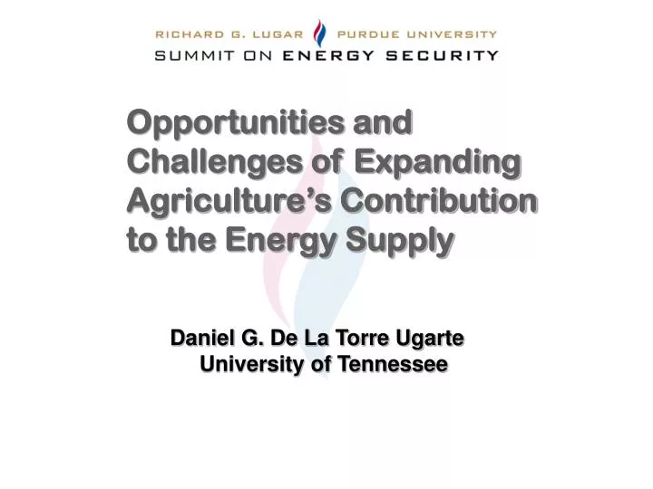 opportunities and challenges of expanding agriculture s contribution to the energy supply