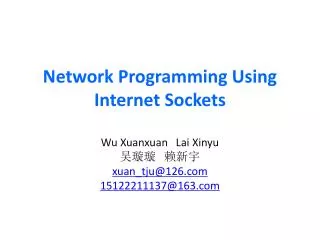 Network Programming Using Internet Sockets