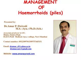 MANAGEMENT OF Haemorrhoids (piles)