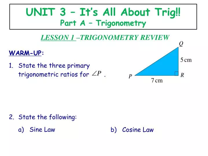 unit 3 it s all about trig part a trigonometry