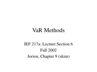 VaR Methods