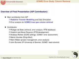 GOME2 Error Study: Column Retrieval