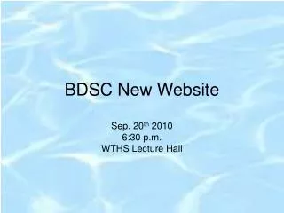 BDSC New Website