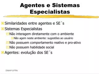 agentes e sistemas especialistas