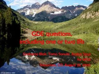 GDE questions, including one or two IRs