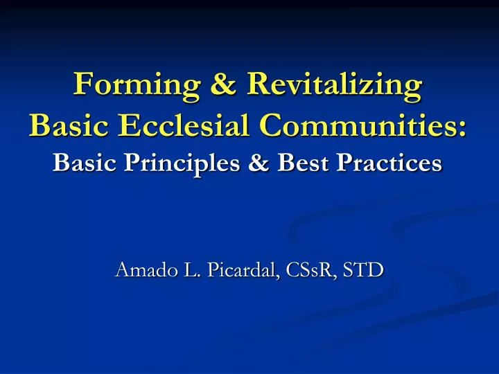 forming revitalizing basic ecclesial communities basic principles best practices