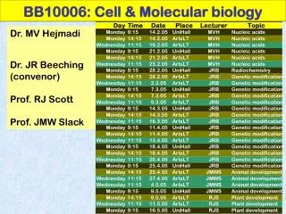 BB10006: Cell &amp; Molecular biology
