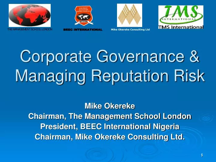 corporate governance managing reputation risk