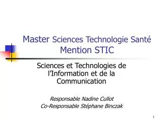 master sciences technologie sant mention stic