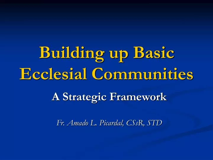 building up basic ecclesial communities