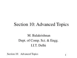 Section 10: Advanced Topics