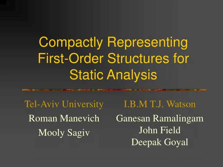 compactly representing first order structures for static analysis