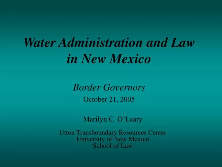 water administration and law in new mexico