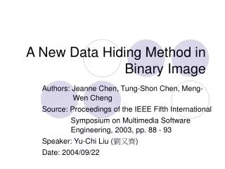 A New Data Hiding Method in Binary Image