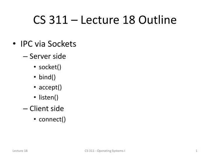 cs 311 lecture 18 outline