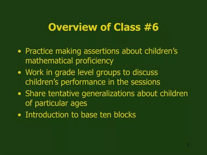 overview of class 6