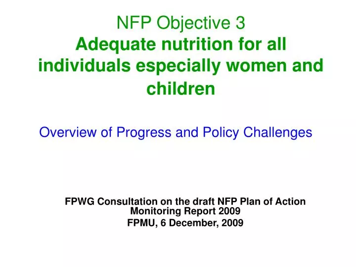 nfp objective 3 adequate nutrition for all individuals especially women and children