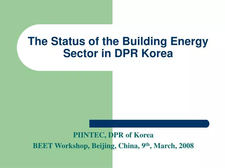 the status of the building energy sector in dpr korea