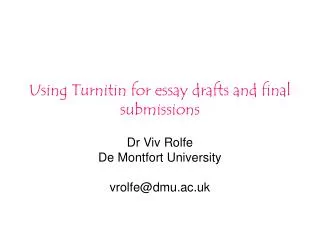 Using Turnitin for essay drafts and final submissions